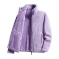 thumbnail image 1 of Zyloft Womens Jackets Lightweight Athletic Women's Fleece Double-sided Wearable Thick Fleece Hoodie Cardigan Long Sleeved Hooded Casual Jacket Purple L Black*Friday/Cyber*Monday, 1 of 4