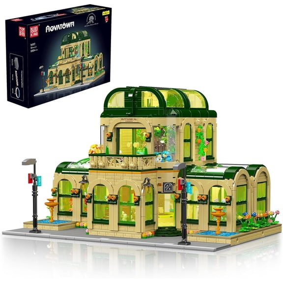 Zylopa Botanical Garden Building Set with Lights, 3383 PCS Greenhouse Model Kit for Ages 14+, Detailed Flower House Display Building Blocks with Illuminatio Adults, Home Decor