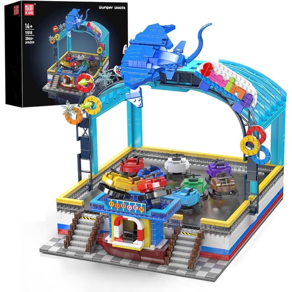 Zylopa Bumper Boat Building Blocks Set, 2044+ Pcs Amusement Park Model Kit with Manta Ray Model, Engineering City Building Set That Run,