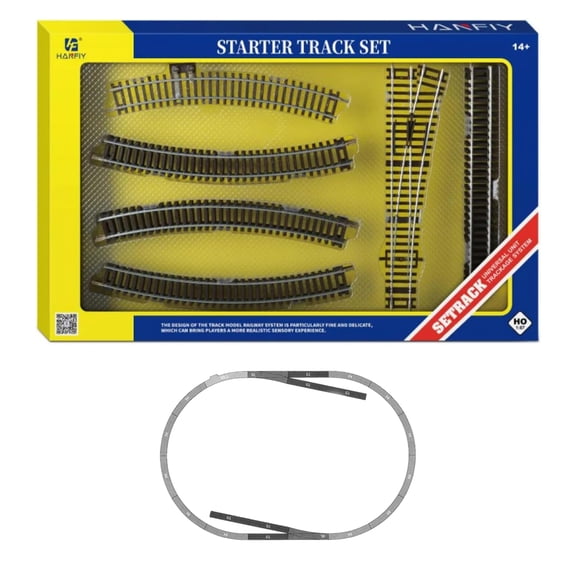 Zylopa HO Scale Model Railway Track Set, crafted for model railway enthusiastscompatible with HODC layouts, featuring curved and straight nickel silver track with wooden sleepers.