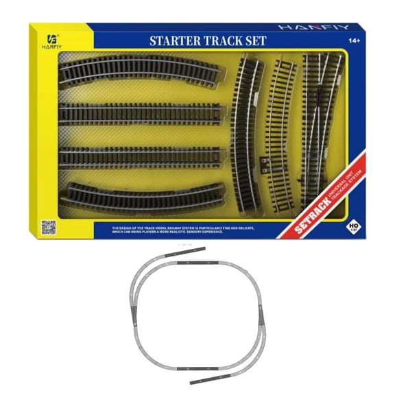 Zylopa HO Train Track Set with Wooden Ties & Nickel Silver Rails Compatible with HODC Series, Includes Multiple Curve and Straight Sections