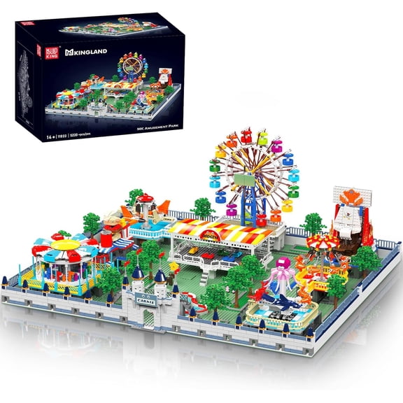 Zylopa Large Amusement Park Building Set, MOC Ferris Wheel Model Kit with Motors, Creative Gift for Adults, Engineering STEM Toy for Adult Collections Enthusiasts (5220 PCS)