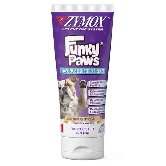 Zymox Funky Paws Cream for Soothing Pet Paws with Vitamin D, 3.2 oz - Hypoallergenic, Odor Reduction and Moisturizing