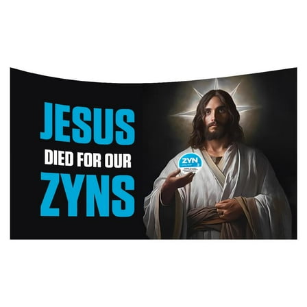 Zyn Jesus Flag Funny Flag with Brass Grommets for Indoor College Dorm Party Tapestry Art Poster Wall Decor Banner Durable