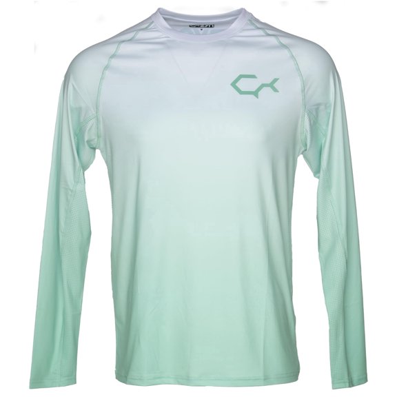 Zyn Shadetech Lightweight Fishing SPF Long Sleeve, 50+ UPF Protection, Moisture-Wicking Fabric w/Vented Back, Quick-Dry Technology, Sun Protection Rash Guard, Lightweight & Breathable Seafoam Green