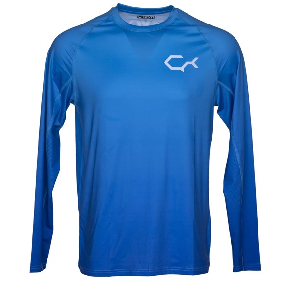 Zyn Shadetech Lightweight Fishing SPF Long Sleeve, 50+ UPF Protection, Moisture-Wicking Fabric w/Vented Back, Quick-Dry Technology, Sun Protection Rash Guard, Lightweight & Breathable Blue Fade