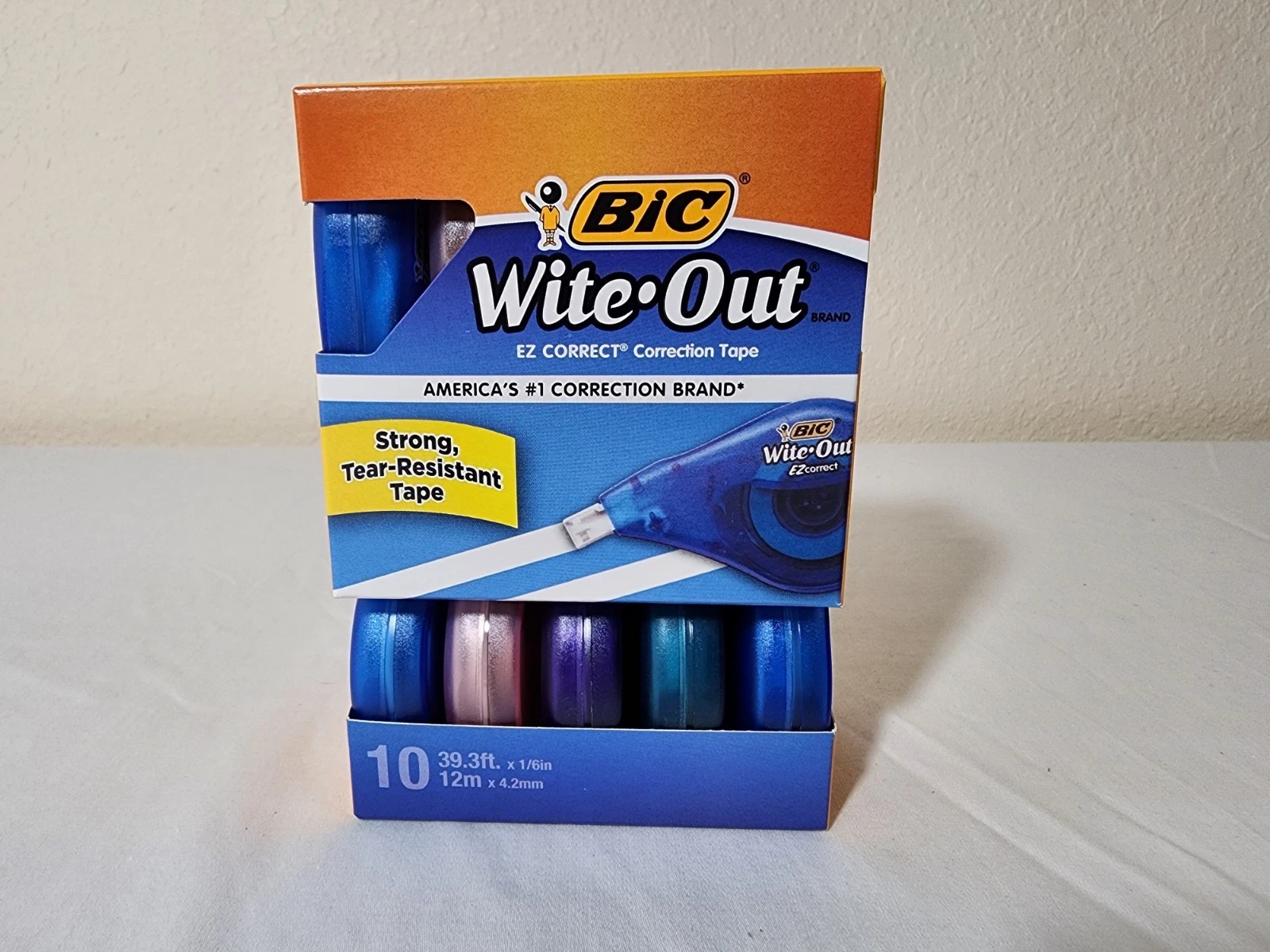 Zyne -Bic Wite-Out Brand Ez Correct Correction Tape, White, 10 Pack