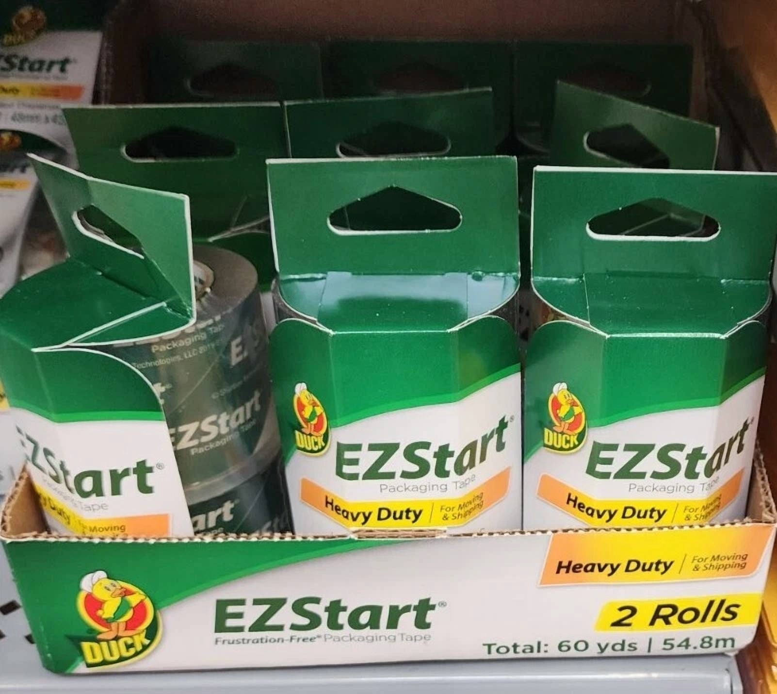 Zyne -Duck Ez Start Heavy Duty Packaging Tape 2Rolls 60Yards Total