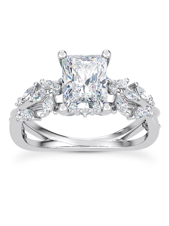 2.3 Ct Radiant Cut Butterfly and Bee Vine Twist Solitaire Lab-Created Simulated Diamond Engagement Ring 14K White Gold Plated