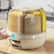 Zynic 13.2lb Cereal Rice and Grain Storage Container Dispenser 360 Rotation & One Click Output Grain Container with 6 Compartments Kitchen Household Cereal Dispenser for Small Grains/Beige