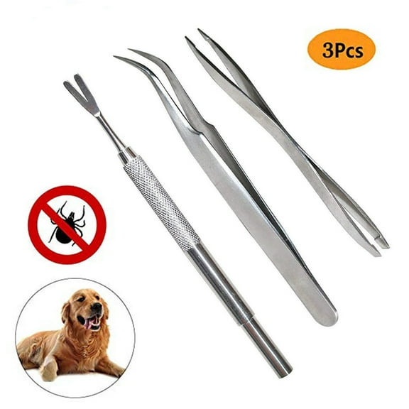 Zynic 1X Stainless Steel Pest Control Tool Set Of Three Tick Remover for Dog/Cat/Human in 3 Premium Tick Remover Set