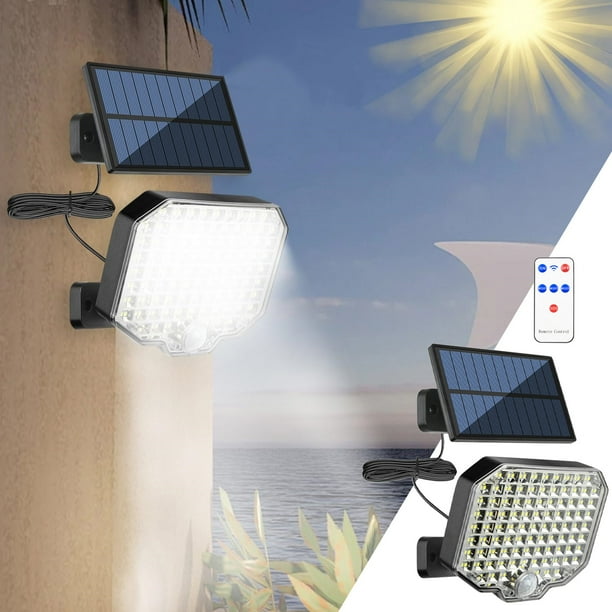 Zynic Garden Lamps Solar Wall Light Outdoor With Remote Control 16.4ft Cord Separate Solar Panel Solar LED Light Rainproof With 3 Modes For Patio Ceiling Porch Cabin Roof Tree Doorway Walmart