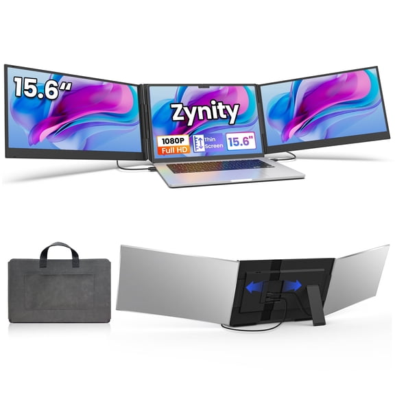 Zynity 15.6" Laptop Screen Extender, 1080P FHD IPS Portable Monitor Extender for 13"-17.3" Laptops, Aluminum alloy laptop dual-screen extender, Plug & Play Compatible with Windows, Mac & Android