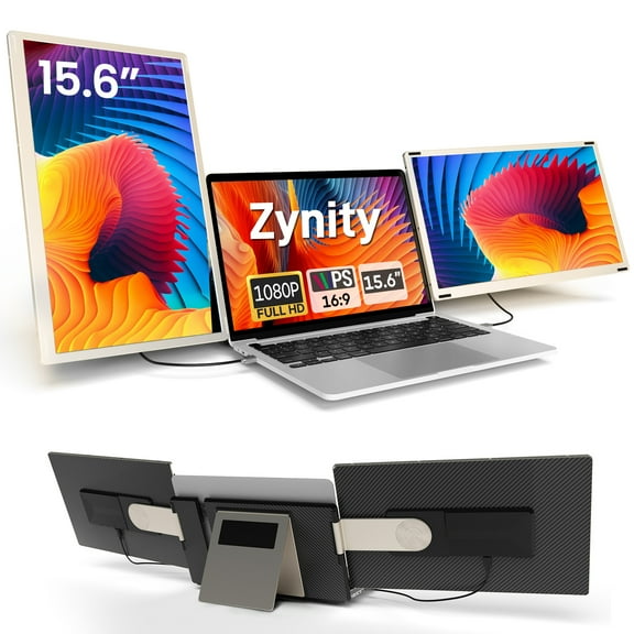 Zynity 15.6" Laptop Screen Extender, 1080P FHD Triple Portable Laptop Monitor Extender,Detachable Screen Travel Monitor for 13"-17.3" Laptops (Mac/Wins/Chrome/Dex)