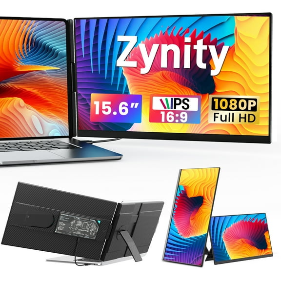 Zynity Laptop Screen Extender, 15.6" FHD 1080P IPS Portable Monitor for Laptop, Plug and Play Dual Monitor Extender for 13"-17.3" Laptops, Compatible with MAC, Windows, Android, Linux, Chrome