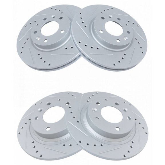 Zynkor 4pcs Disc Brake Rotor Set Front Rear Left Right G-Coated Drilled and Slotted Kit for Fusion 2006-2012