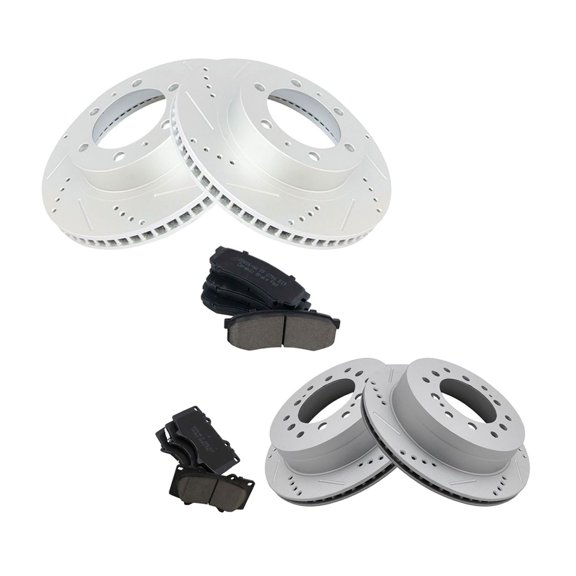 Zynkor Brake Rotor Coated & Ceramic Pad Front & Rear Kit W/ 6 Lug-Wheel Lug Count for Toyota for 4Runner 4.0L/4.7L 2003-2009 for FJ Cruiser 4.0L 2007-2009