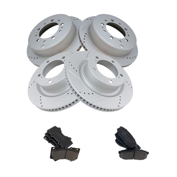 Zynkor Brake Rotor Drilled Slotted Zinc Coated & Ceramic Pad w/Hardware Front & Rear 5 Lug-Wheel Lug Count for LX570 16-21 for Land Cruiser 16-21 for Sequoia 08-21 for Tundra 07-21