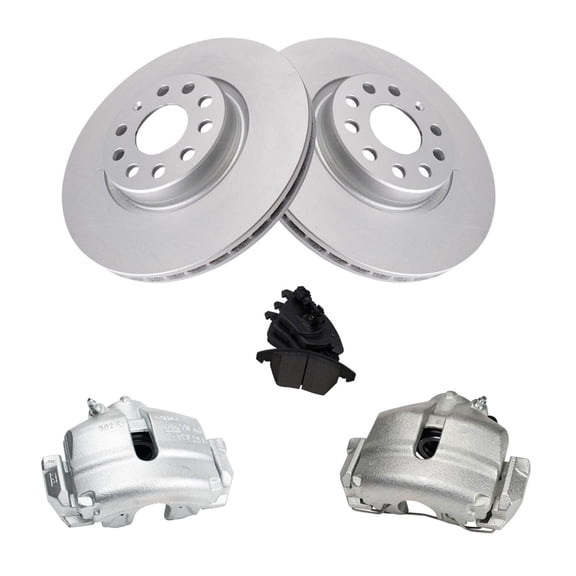 Zynkor Front Brake Calipers Ceramic Pads Rotors 5 Lug-Wheel Lug Count for A3 10 for Beetle 14 for GTI 08-13 for Golf 14 for Jetta 05 09-10 12-15 for Passat 06-10 for TT Quattro 10-15