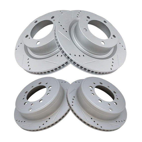 Zynkor Front & Rear Disc Brake Rotor Drilled & Slotted G-Coated 4pcs 5 Lug-Wheel Lug Count for Lexus for LX570 16-20,for Toyota for Land Cruiser 16-20 for Sequoia 08-20 for Tundra 07-20
