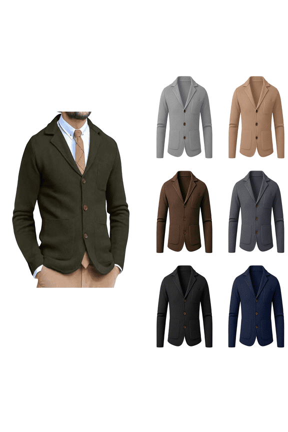 Blazer Jacket for Men Classic Notched Lapel Collar Button Up Suit Jackets Straight Slim Fit Wrinkle Resistant Long Sleeve Blazer Versatile Solid Color Business Party Suit Coat with Pockets M
