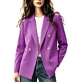 thumbnail image 1 of Zynoxe Blazer Jacket for Women Trendy Lapel Double Breasted Open Front Suit Jacket Fall Loose Versatile Business Casual Office Plus Size Jackets with Pockets Purple XL, 1 of 5