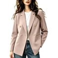 thumbnail image 1 of Zynoxe Blazer Jacket for Women Trendy Lapel Double Breasted Open Front Suit Jacket Fall Loose Versatile Business Casual Office Plus Size Jackets with Pockets Khaki S, 1 of 5