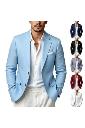 Blazer for Men Lightweight Regular Fit Long Sleeve Two Button Suit Jacket with Muti Pockets Casual Dinner Party Blazer Jacket Black M