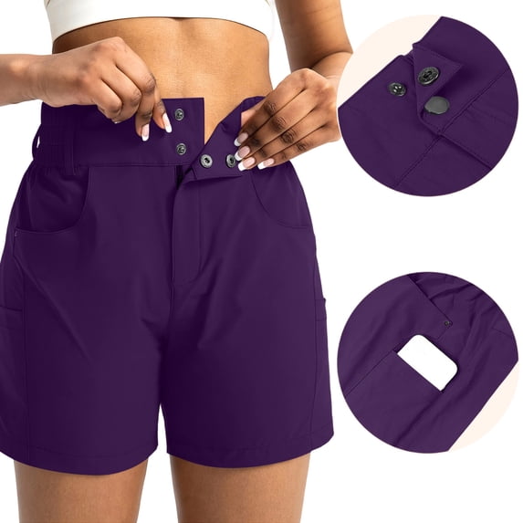 Zynoxe Hiking Shorts Women Multi-Pockets Straight-Leg Outdoor Cargo Shorts Casual Solid Color Workout Athletic Shorts 3XL