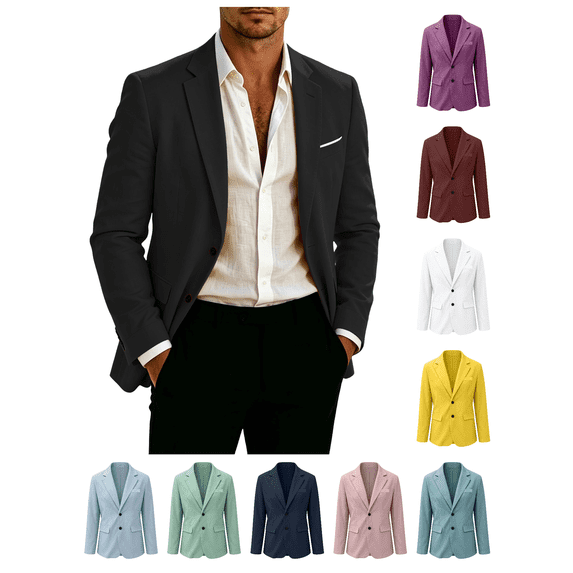 Zynoxe Blazer for Men Classic Notched Lapel Collar Button Suit Jacket Lightweight Wrinkle Resistant Long Sleeve Blazer Versatile Solid Color Casual Blazers Business Wedding Daily Wear