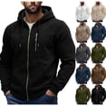 thumbnail image 1 of Zynoxe Hoodies for Men with Multi Pockets Stylish Zip Up Drawstring Hooded Jacket Comfy Elastic Cuffs Long Sleeve Casual Jacket Solid Color Fall Winter Outerwear, 1 of 9