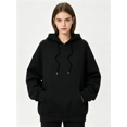 thumbnail image 1 of Zynoxe Hoodies for Women Oversized Elastic Ribbed Hem Pullover Sweatshirt Adjustable Drawstring Long Drop Shoulder Sleeves Hoodie Oversized Casual Solid Color Tops with Front Kangaroo Pocket S, 1 of 6
