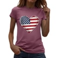 thumbnail image 1 of Zynoxe Independence Day T Shirts for Women Fashionable Round Neck Graphic Tees Patriotic Short Sleeve Going Out Summer Tops (#03 Wine,S), 1 of 7