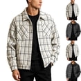 thumbnail image 1 of Zynoxe Jackets for Men with Chest Pockets Classic Lapel Collar Snap Button Down Jacket Fashion Plaid Tweed Style Trucker Jacket Lightweight Oversized Long Sleeve Casual Coat 3XL, 1 of 10