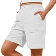 thumbnail image 1 of Zynoxe Ladies Cargo Shorts with Pockets Solid Color Knee-Length Hiking Shorts Women Casual Fashion Button and Zipper Shorts 2XL, 1 of 6