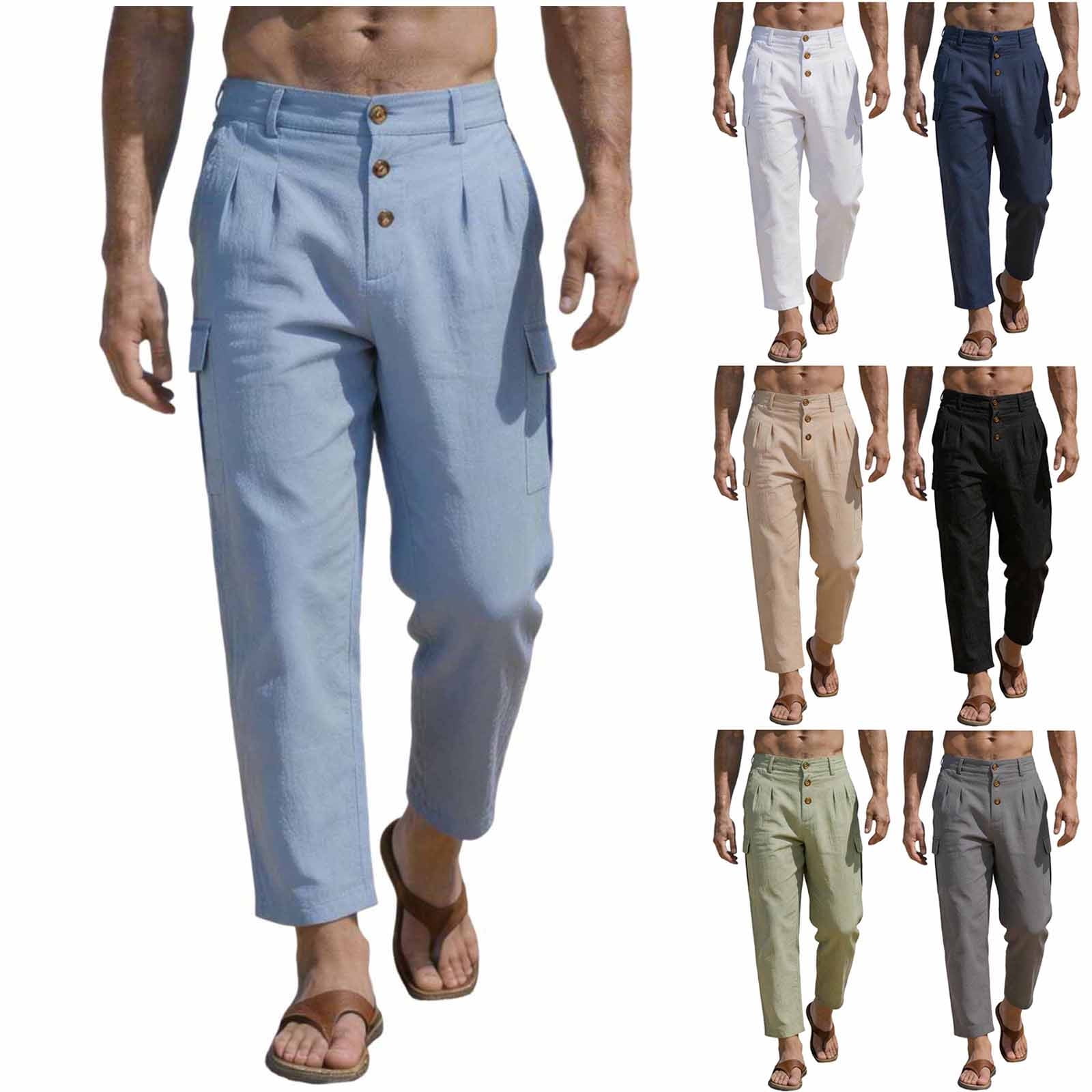 Zynoxe Linen Pants for Men with Multi Pocket Lightweight