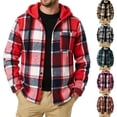 thumbnail image 1 of Zynoxe Mens Flannel Shirt Jacket Fall Soft Plaid Button Down Long Sleeve Drawstring Hoodies with Pocket Versatile Comfortable Shacket Orange S, 1 of 5