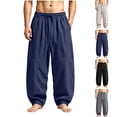 thumbnail image 1 of Zynoxe Mens Plus Size Baggy Pants Trendy Streetwear Loose Fit Elastic Waist Drawstring Casual Pants with Pockets Breathable Versatile Sweatpants Black 3XL, 1 of 6