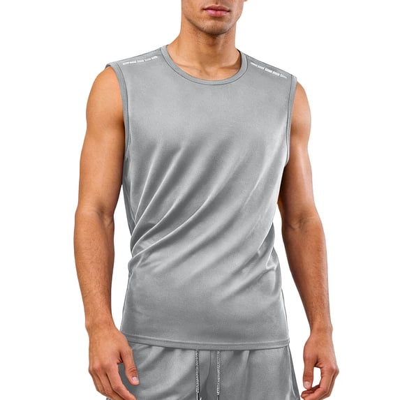 Zynoxe Mens Plus Size Shirts Classic Round Neck Sleeveless Tank Tops Breathable Quick Dry Workout Shirts for Men Versatile Casual Basic Running Gym Vest L