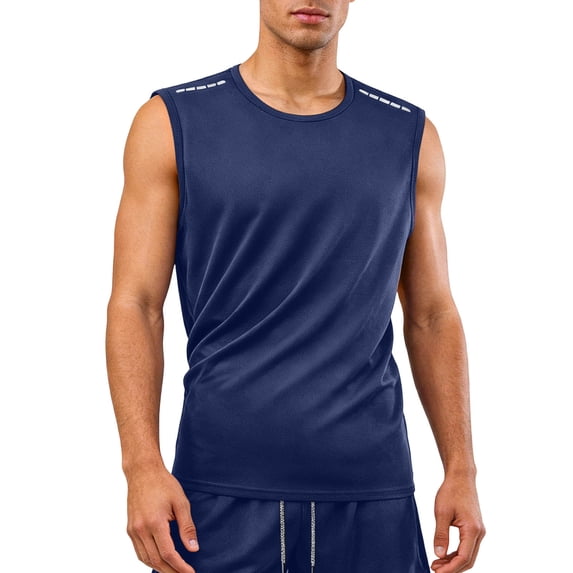Zynoxe Mens Plus Size Shirts Classic Round Neck Sleeveless Tank Tops Breathable Quick Dry Workout Shirts for Men Versatile Casual Basic Running Gym Vest S
