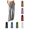 thumbnail image 1 of Zynoxe Pants for Women Comfy Ribbed Brushed Drawstring Trousers Lightweight High Waist Full Length Pants Fashionable Solid Color Lounge Pants with Side Pockets, 1 of 9