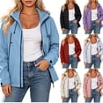 thumbnail image 1 of Zynoxe Plus Size Rain Jacket Women Trendy Waterproof Zip Up Adjustable Cuffs Raincoat with Drawstring Hood Outdoor Travel Hiking Windbreaker Beige S, 1 of 6