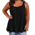 thumbnail image 1 of Zynoxe Plus Size Tank Tops for Women Casual Summer Oversized Crew Neck Tank Top Fashion Pleated Solid Color Sleeveless Tops for Women (Black,5XL), 1 of 9