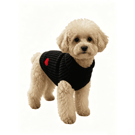 Zynoxe Small Dog Sweater Warm Comfy Knit Ribbed Winter Sweaters Solid Color Turtleneck Love Heart Print Winter Clothes