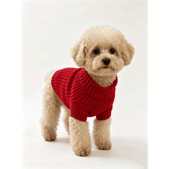 Zynoxe Small Dog Sweater Warm Comfy Knit Ribbed Winter Sweaters Solid Color Turtleneck Winter Clothes