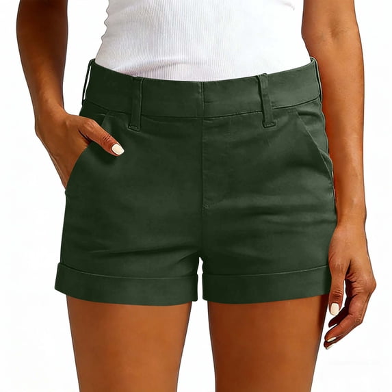Zynoxe Summer Shorts for Women Comfortable Mid Waist Mid Length Womens Shorts Slim Fit Stretch Hiking Shorts with Pockets Versatile Outdoor Casual Solid Color Shorts 3XL