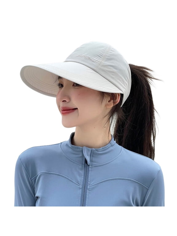 Sun Hat for Women Casual Lightweight Sun Protection Wide Brim Ponytail Hole Summer Hat Outdoor Packable Floppy Visor Hat