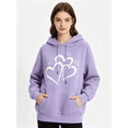 thumbnail image 1 of Zynoxe Sweatshirts for Women with Kangaroo Pocket Adjustable Drawstring Long Sleeve Essentials Hoodie Comfort Elastic Ribbed Cuffs Hem Pullover Tops Trendy Versatile Heart Print Womens Tops L, 1 of 7