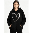 thumbnail image 1 of Zynoxe Sweatshirts for Women with Kangaroo Pocket Adjustable Drawstring Long Sleeve Essentials Hoodie Comfort Elastic Ribbed Cuffs Hem Pullover Tops Trendy Versatile Heart Print Womens Tops S, 1 of 7