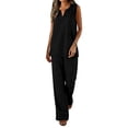thumbnail image 1 of Zynoxe Two Piece Sets for Women Breathable Comfy Womens Sets with Pockets Women's V Neck Linen Tanks Top Long Pants Set Relaxed Casual Solid Color Summer Outfits 3XL, 1 of 9